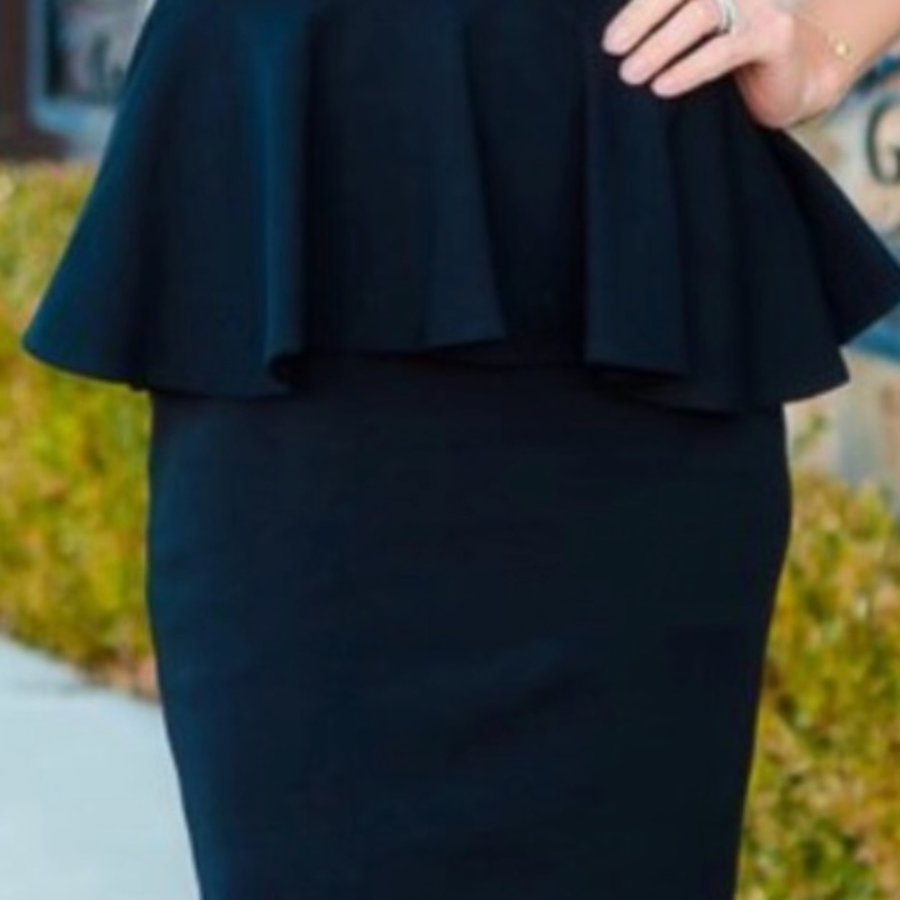 Valentino Roma Peplum Skirt Black Designer Sz 4 - Picture 4 of 7